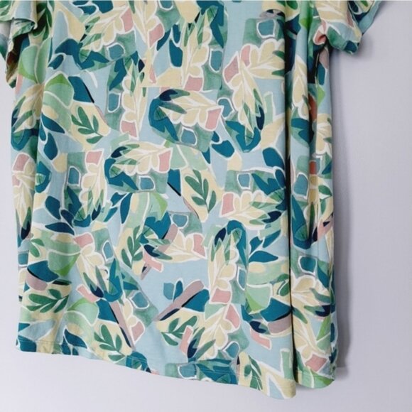 ADDITION ELLE Modern T-shirt Abstract Floral Botanical Green & Blue Top Sz 2X - Picture 7 of 14